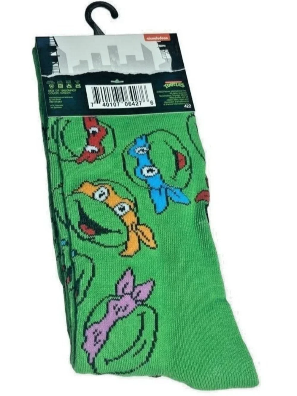 Unisex Teenage Mutant Ninja Turtles Crew Socks Fits Men Shoe Sz 6-12 Nickelodeon